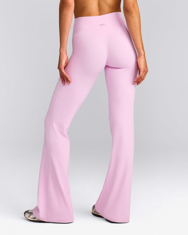 SoftMotion™ Flared Trousers with Grey Logo | Chalk Pink