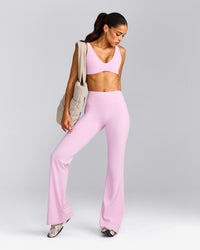 SoftMotion™ Flared Trousers with Grey Logo | Chalk Pink