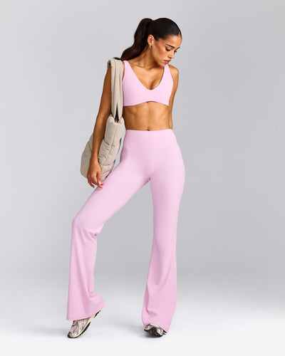SoftMotion™ Flared Trousers with Grey Logo | Chalk Pink