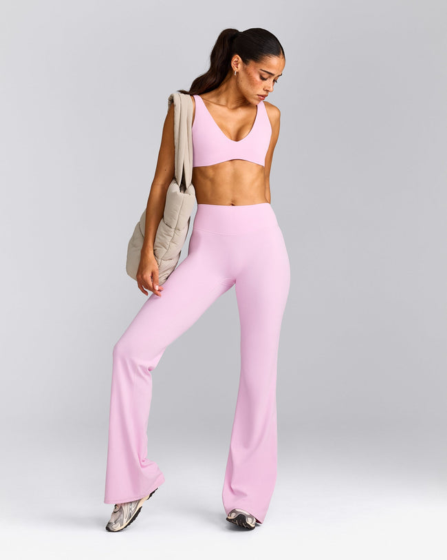 SoftMotion™ Flared Trousers with Grey Logo | Chalk Pink