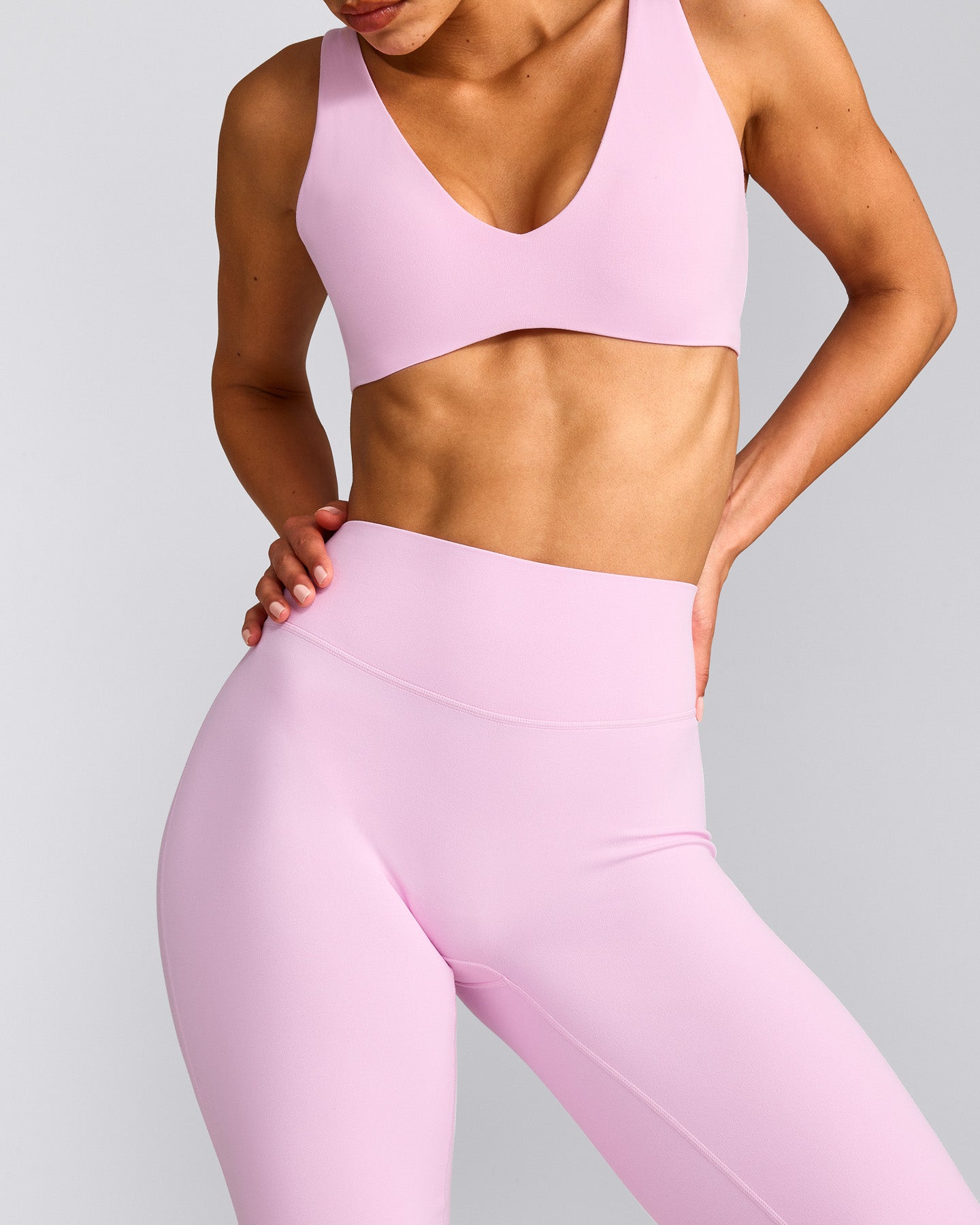 SoftMotion™ Flared Trousers with Grey Logo | Chalk Pink