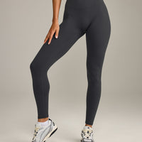 SoftMotion™ High Waisted Leggings with Grey Logo | Coal
