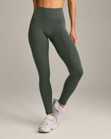 SoftMotion™ High Waisted Leggings with Grey Logo | Dark Khaki