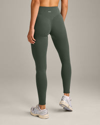 SoftMotion™ High Waisted Leggings with Grey Logo | Dark Khaki