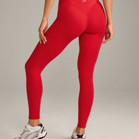 SoftMotion™ High Waisted Leggings with Grey Logo | Fiery Red