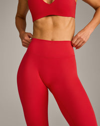 SoftMotion™ High Waisted Leggings with Grey Logo | Fiery Red