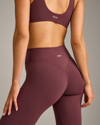SoftMotion™ High Waisted Leggings with Grey Logo | Velvet Mocha