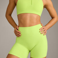 SoftMotion™ High Waisted Shorts 6" with Grey Logo | Citrus Green