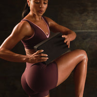 SoftMotion™ High Waisted Shorts 6" with Grey Logo | Velvet Mocha