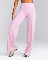 SoftMotion™ Straight Leg Trousers with Grey Logo | Chalk Pink