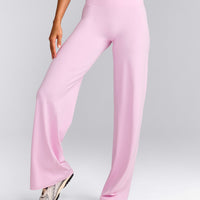 SoftMotion™ Straight Leg Trousers with Grey Logo | Chalk Pink