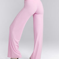 SoftMotion™ Straight Leg Trousers with Grey Logo | Chalk Pink