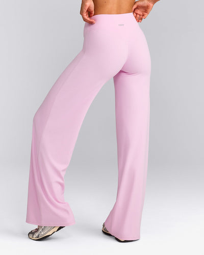 SoftMotion™ Straight Leg Trousers with Grey Logo | Chalk Pink