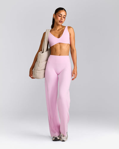 SoftMotion™ Straight Leg Trousers with Grey Logo | Chalk Pink