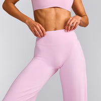 SoftMotion™ Straight Leg Trousers with Grey Logo | Chalk Pink
