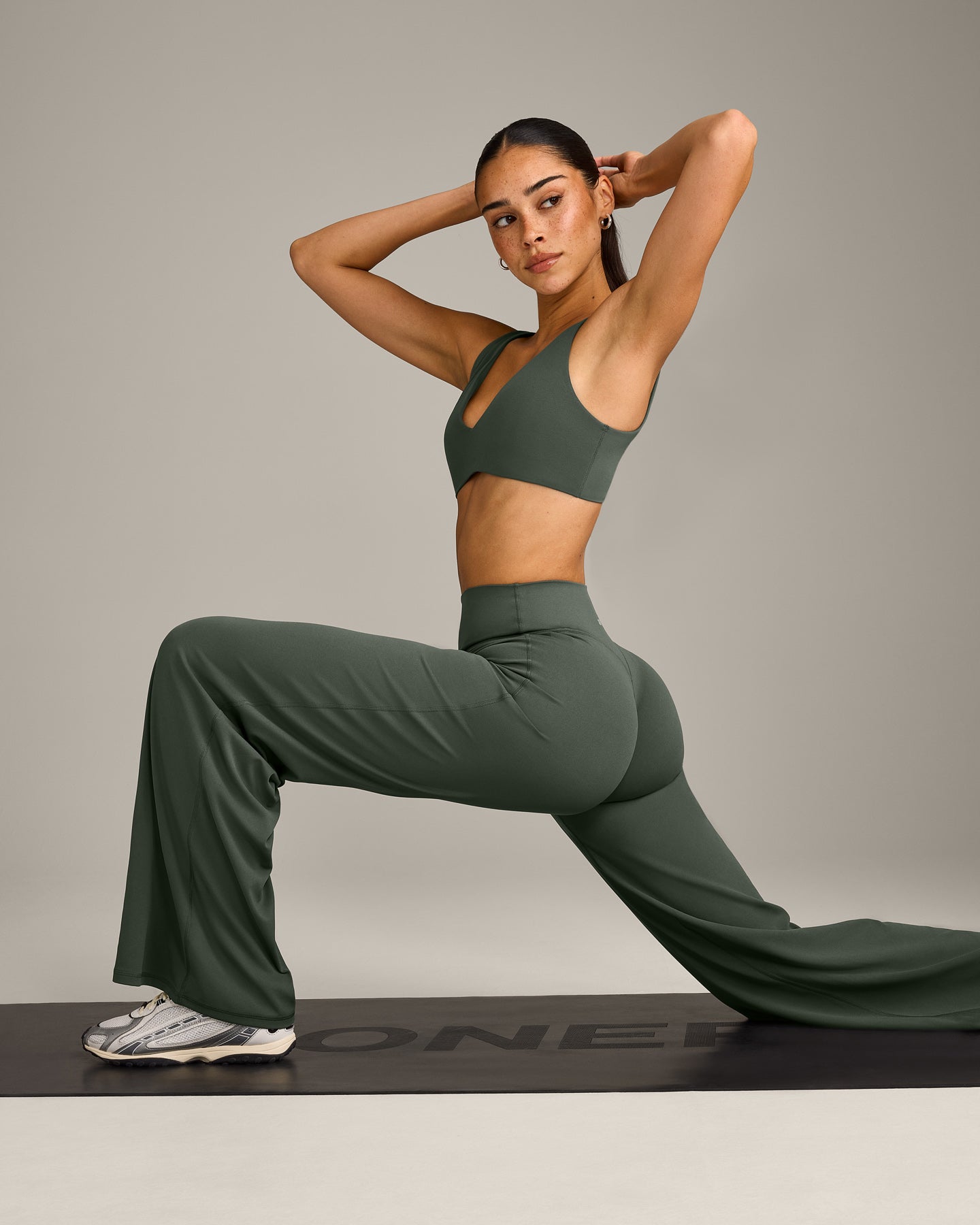 SoftMotion™ Straight Leg Bottoms with Grey Logo | Dark Khaki