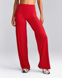 SoftMotion™ Straight Leg Pants with Grey Logo | Fiery Red