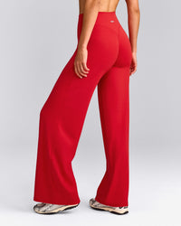 SoftMotion™ Straight Leg Pants with Grey Logo | Fiery Red