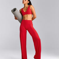 SoftMotion™ Straight Leg Pants with Grey Logo | Fiery Red