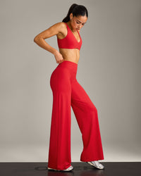 SoftMotion™ Straight Leg Bottoms with Grey Logo | Fiery Red