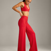 SoftMotion™ Straight Leg Bottoms with Grey Logo | Fiery Red