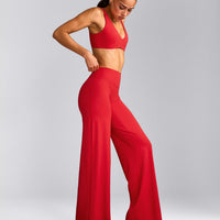 SoftMotion™ Straight Leg Pants with Grey Logo | Fiery Red