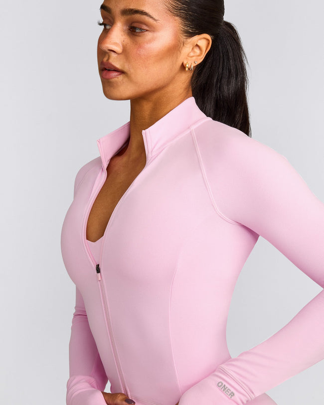 SoftMotion™ Mid Jacket with Grey Logo | Chalk Pink