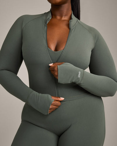 SoftMotion™ Mid Jacket with Grey Logo | Dark Khaki