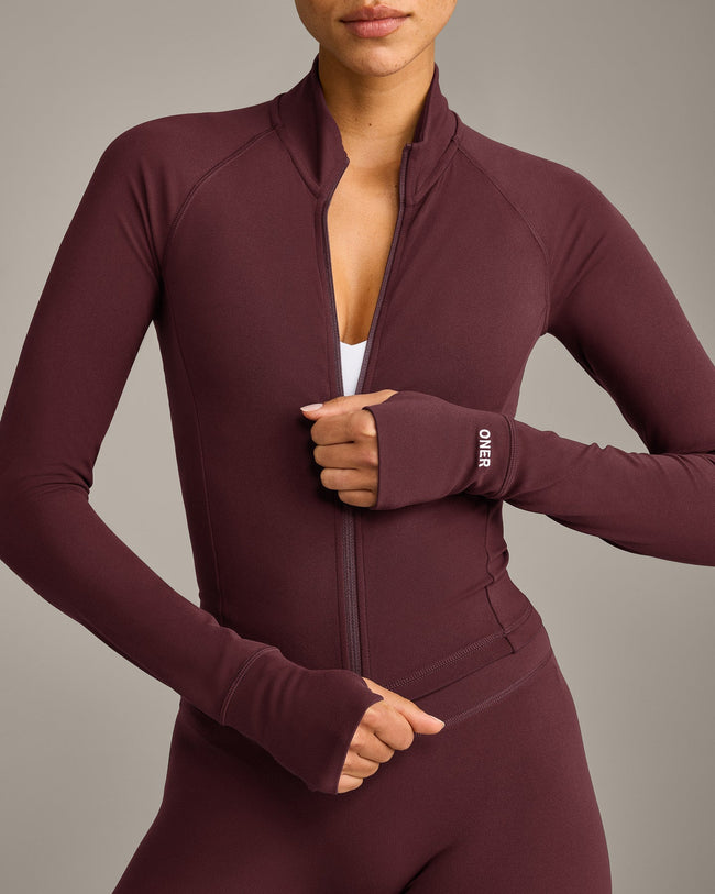 SoftMotion™ Mid Jacket with Grey Logo | Velvet Mocha