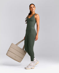 SoftMotion™ Racer Back Mid Tank Top with Built in Bra Shelf | Dark Khaki