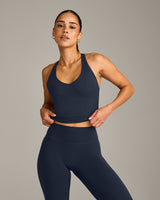 SoftMotion™ Racer Back Mid Vest with Built in Bra Shelf with Grey Logo | True Blue