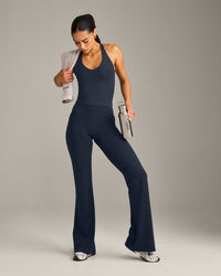 SoftMotion™ Racer Back Mid Vest with Built in Bra Shelf with Grey Logo | True Blue