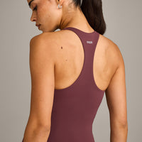 SoftMotion™ Racer Back Vest with Built in Bra Shelf with Grey Logo | Velvet Mocha