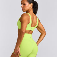 SoftMotion™ Scoop Back Bralette with Grey Logo | Citrus Green