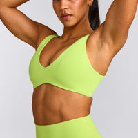 SoftMotion™ Scoop Back Bralette with Grey Logo | Citrus Green