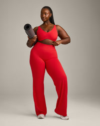 SoftMotion™ Scoop Back Bralette with Grey Logo | Fiery Red