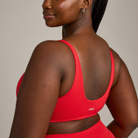 SoftMotion™ Scoop Back Bralette with Grey Logo | Fiery Red