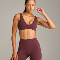 SoftMotion™ Scoop Back Bralette with Grey Logo | Velvet Mocha