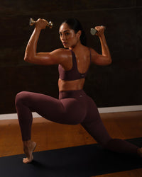 SoftMotion™ Scoop Back Bralette with Grey Logo | Velvet Mocha