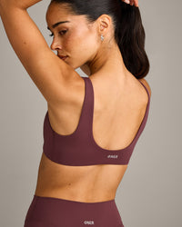 SoftMotion™ Scoop Back Bralette with Grey Logo | Velvet Mocha