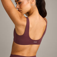 SoftMotion™ Scoop Back Bralette with Grey Logo | Velvet Mocha