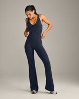 SoftMotion™ Scoop Back Flared All In One Long with Grey Logo | True Blue