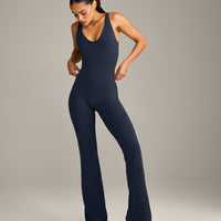 SoftMotion™ Scoop Back Flared All In One Long with Grey Logo | True Blue