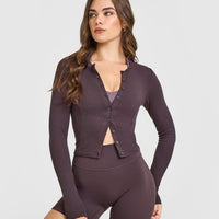 Mellow™ Rib Mid Long Sleeve Cardigan | Umber Brown