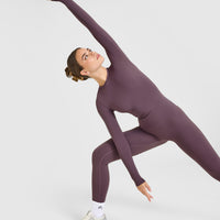 SoftMotion™ Long Sleeve Top with White Logo | Vintage Purple