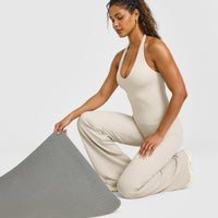 SoftMotion™ Halter Neck Vest with Built in Bra Shelf with White Logo | Sand