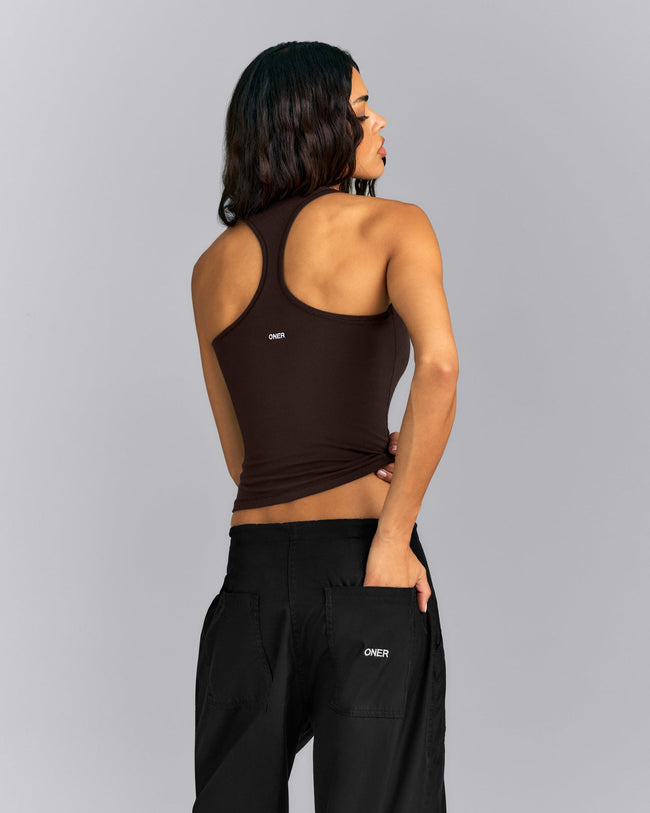 Fitted Cotton Racer Tank | 70% Cocoa