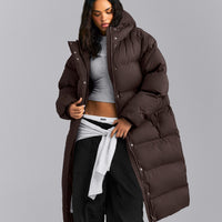Oversized Longline Puffer Jacket | 70% Cocoa