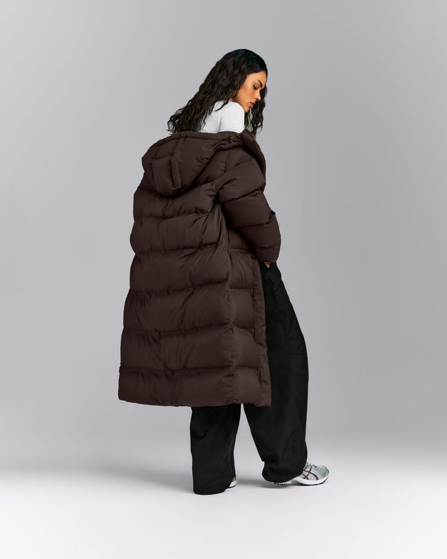 Oversized Longline Puffer Jacket | 70% Cocoa