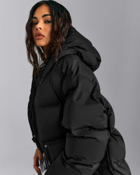 Oversized Longline Puffer Jacket | Black